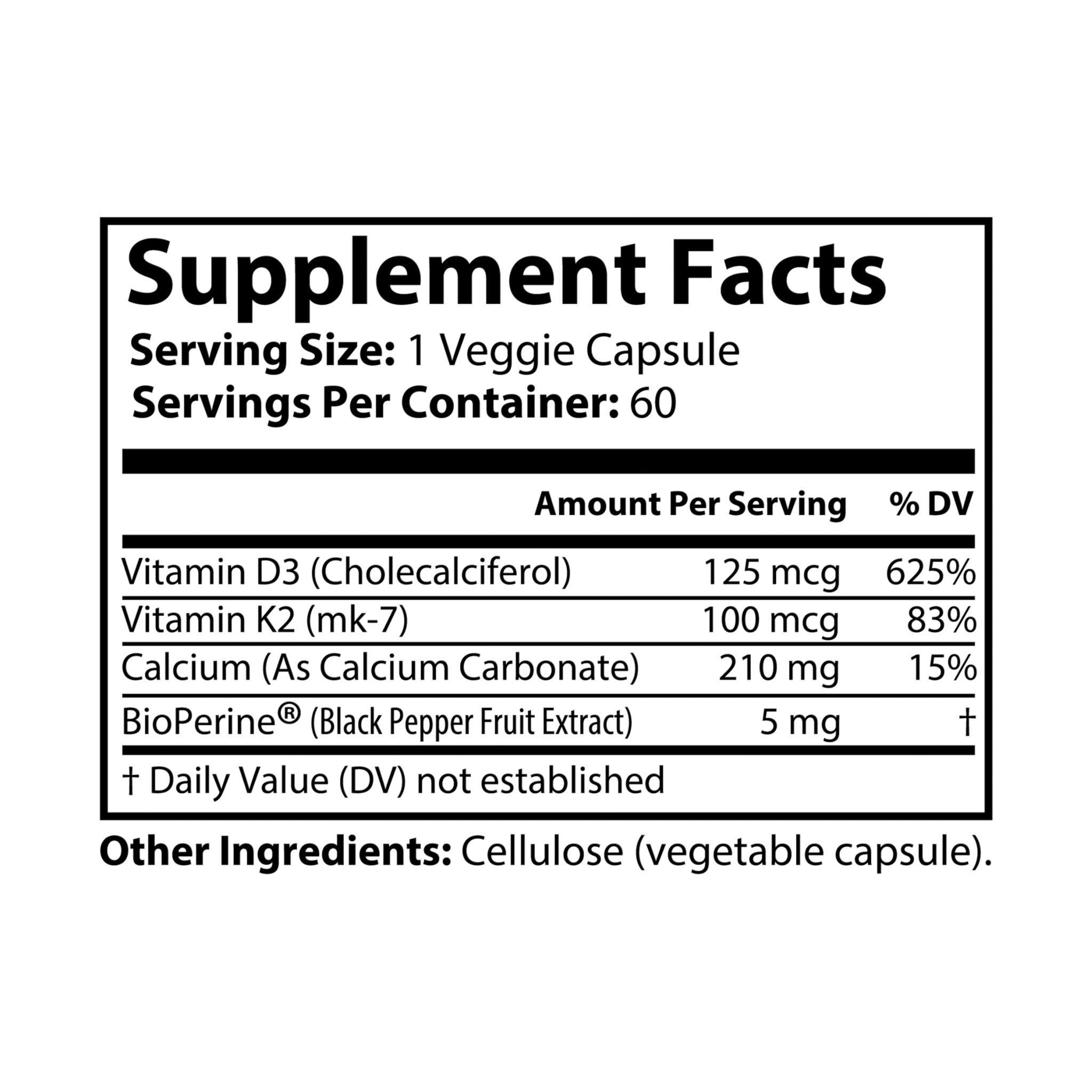 BLACKPILL™ Vitamin K2 + D3 Supplement (60 Capsules)