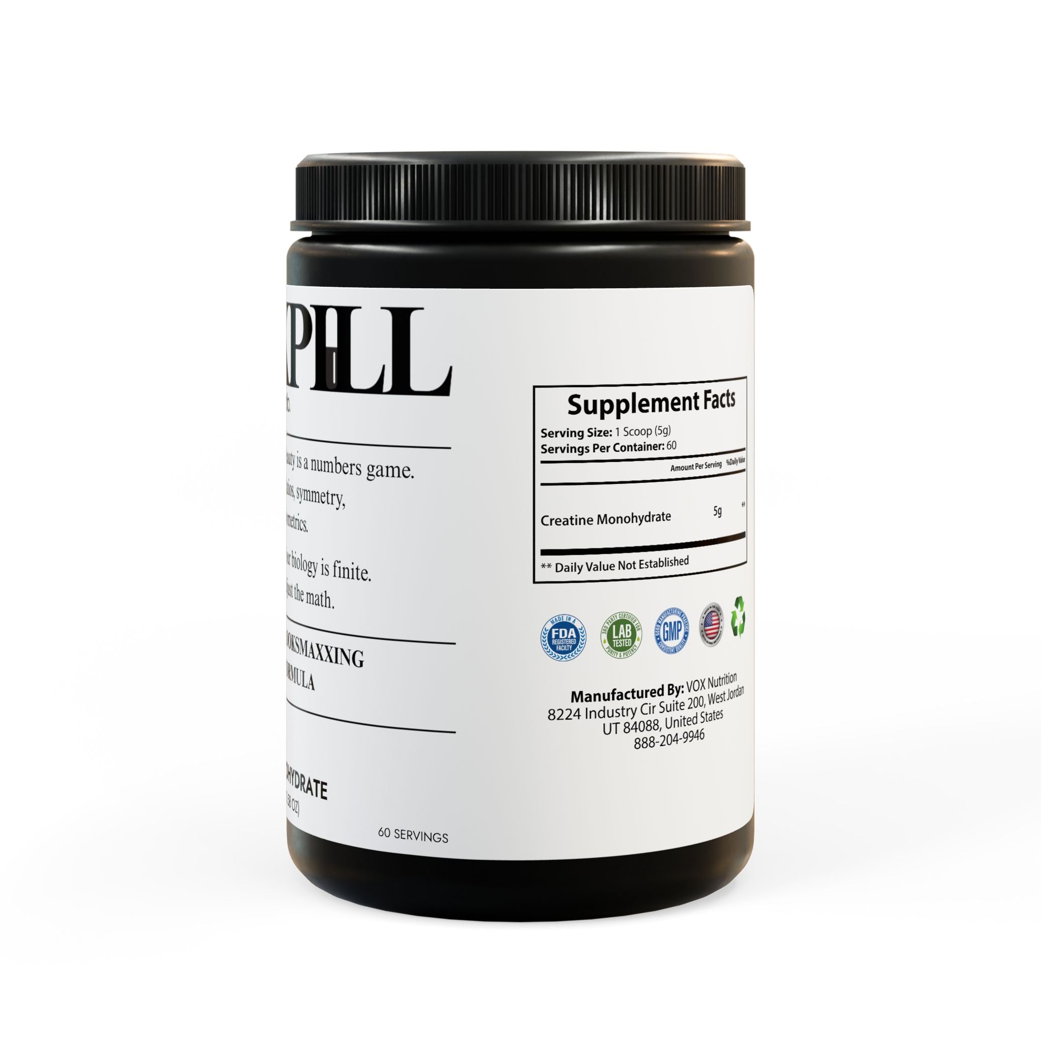 BLACKPILL™ Creatine Monohydrate Supplement (300g, 10.58oz)